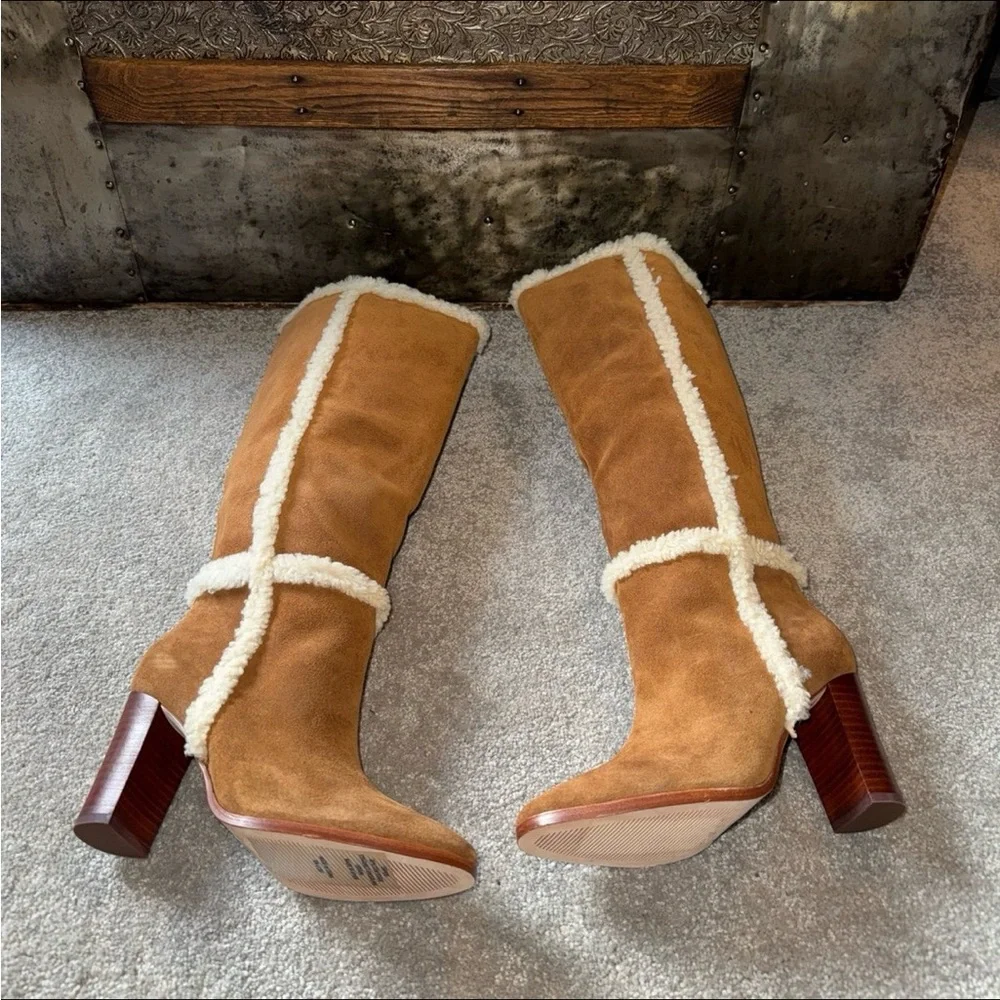 NWOB/UNWORN Lauren Ralph Lauren Suede and Shearling Pull-On Knee Boot in Size 6M - Picture 6 of 9